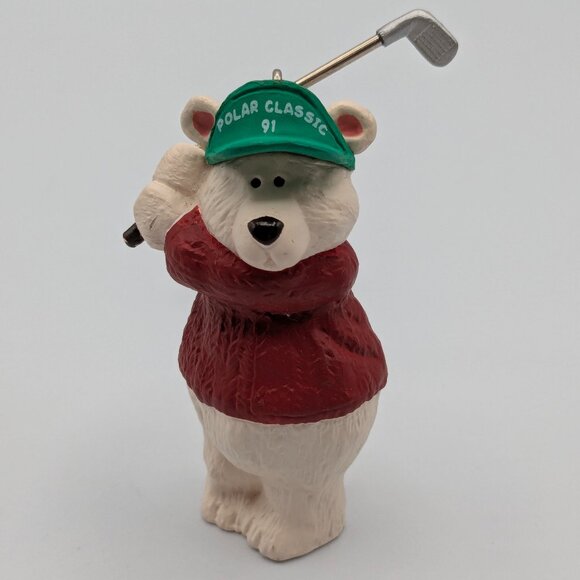 Hallmark Keepsake Polar Classic 1991, Vintage Polar Bear Golf Christmas Ornament - Picture 1 of 6